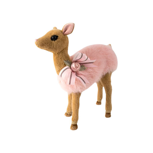 14.5" Pink Fur Deer Standing