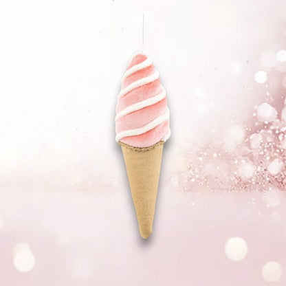9" Pink Ice Cream Cone Ornament