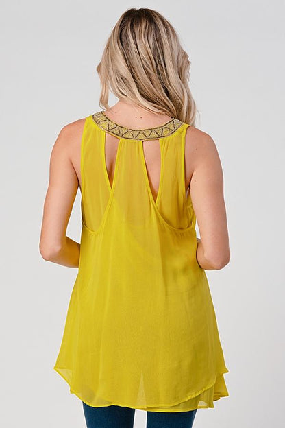 Beaded Neckline Chiffon Tunic | Apparel | Kitchen + Metal