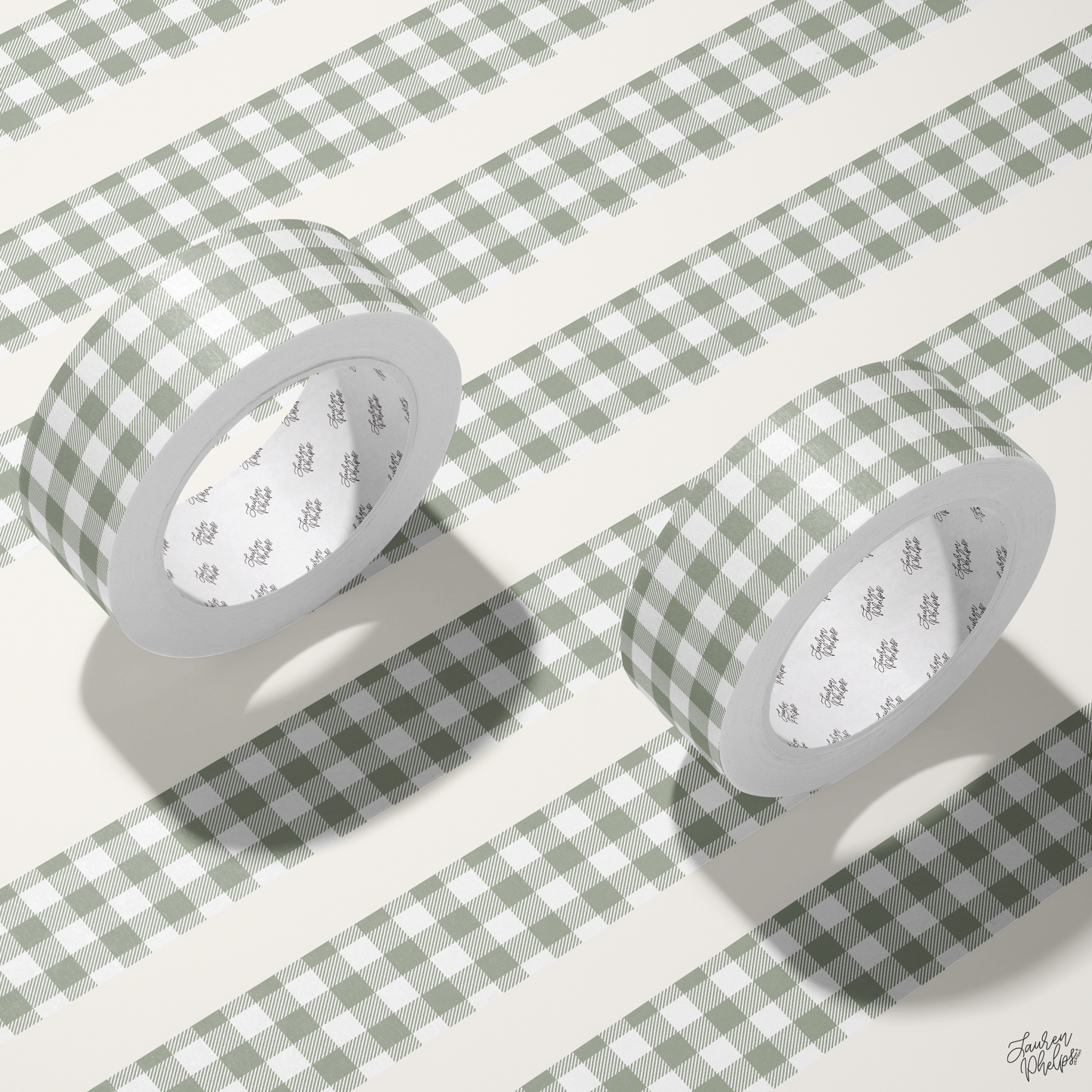 Sage Buffalo Check 15mm washi
