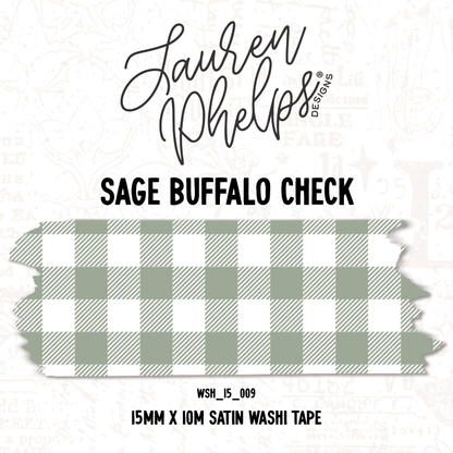 Sage Buffalo Check 15mm washi