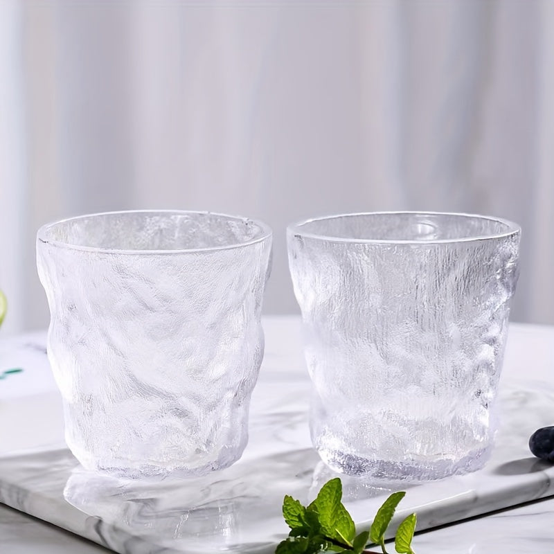 6pcs Glacier Pattern Glass Cup Set - Nordic Style Gradient Frosted