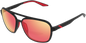100% Kasia Aviator Sunglasses - Round - Black - Red Mirror 61042-100-43