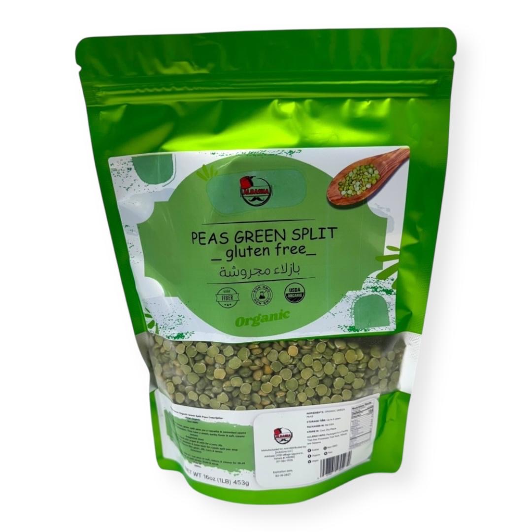 Organic Green Split Peas - Premium Quality Albasha, Rich in Nutrients and Vegan-Friendly