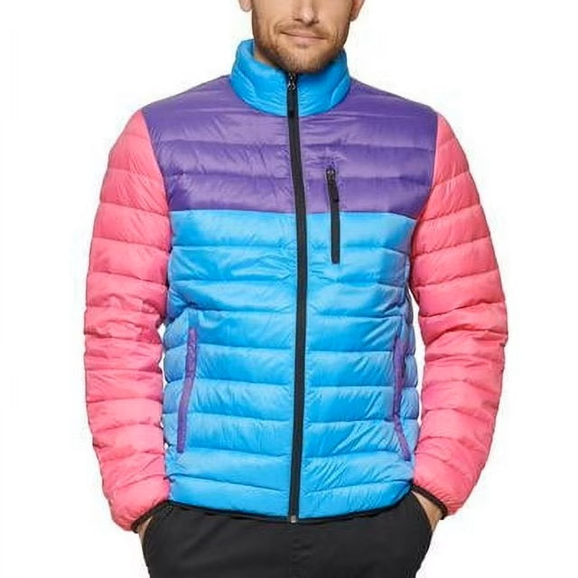 Club Room Size S Blue Pink Quilted Packable Puffer Jacket NWT