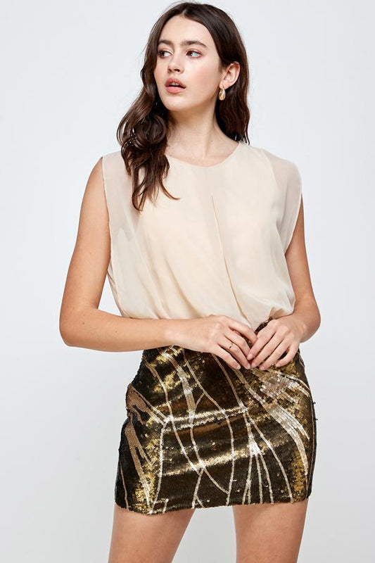 Sequin Skirt with Sleeveless Blouson Dress – Glamorous Party Look | Apparel | Kitchen + Metal