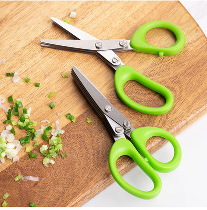 Multifunctional Multi-layer Green Onion Scissors Stainless Steel Onion | Kitchen Accessories | Kitchen + Metal