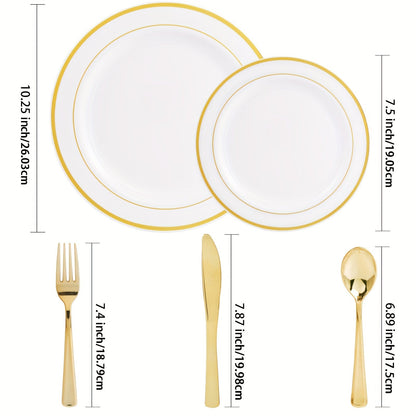 Elegant 50Piece Gold Dinnerware Set for Weddings  Parties