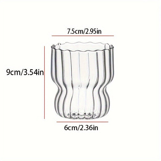 Elegant MultiUse Glass Cup with Vertical Stripes