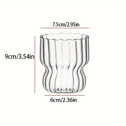 Elegant MultiUse Glass Cup with Vertical Stripes