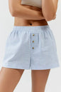 Sky Blue Stripe Button Casual Commuter Shorts