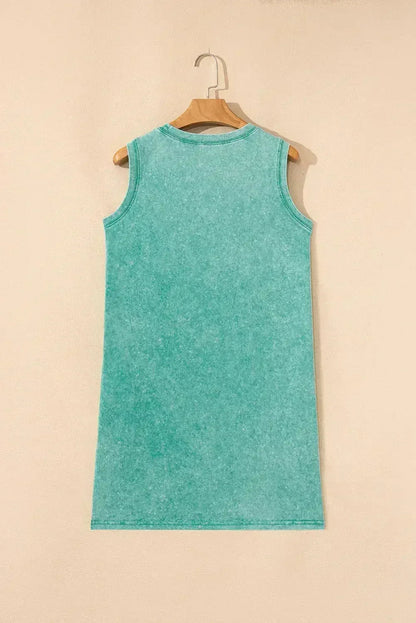 Beau Blue Mineral Wash Pocket Tank Mini Dress