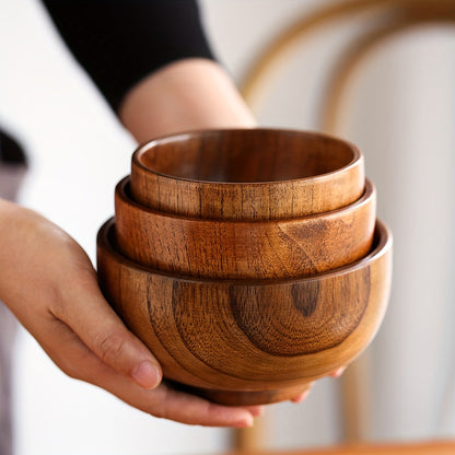Retro Jujube Wood Bowl Durable AntiScald CampingReady