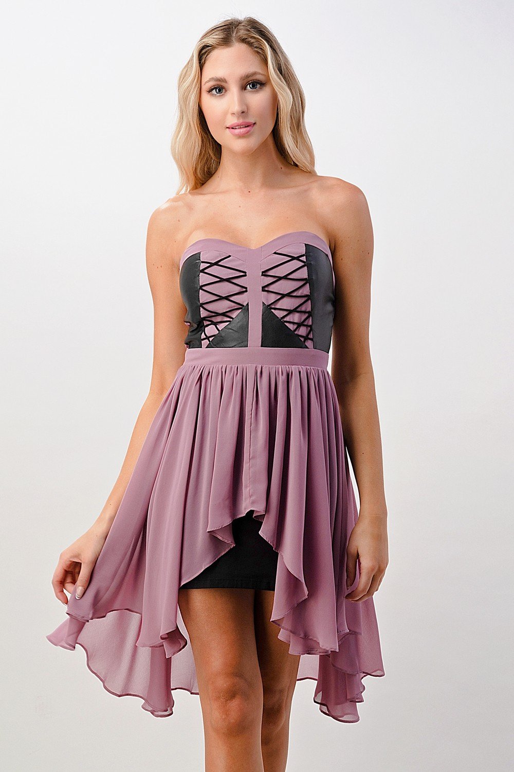 Strapless Lace-Up High-Low Dress | Apparel | Kitchen + Metal