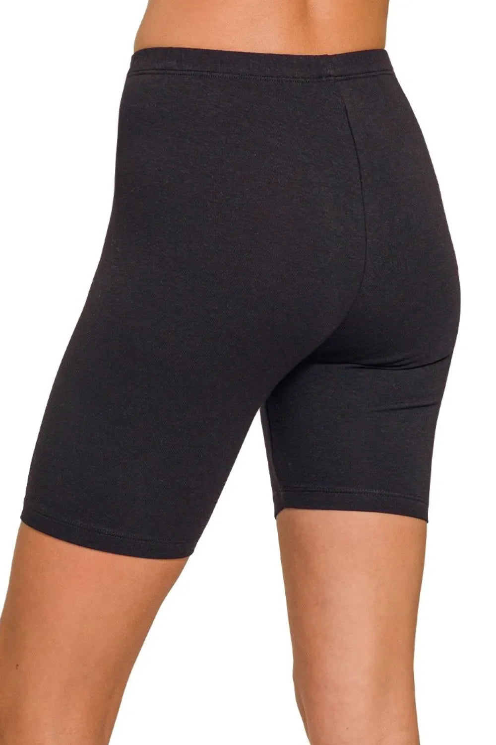 Zenana Premium Cotton Biker Shorts in Black