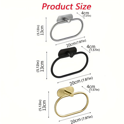 Sleek NoDrill Black Silver Towel Rack  Holder