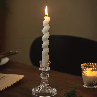 Scandinavian Glass Diamond Candle Holder  Elegant Decor Accent