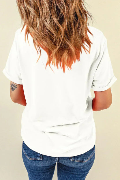 White HAVE A GOOD DAY Print Graphic Casual Tee