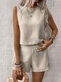 Round Neck Sleeveless Top Set with Shorts for Women