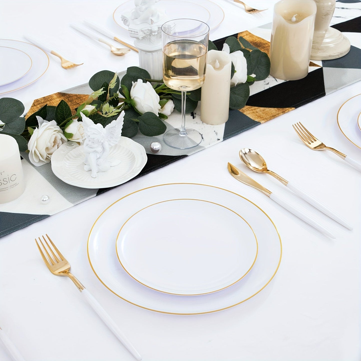 Elegant GoldTrimmed Disposable Plate Set for Events