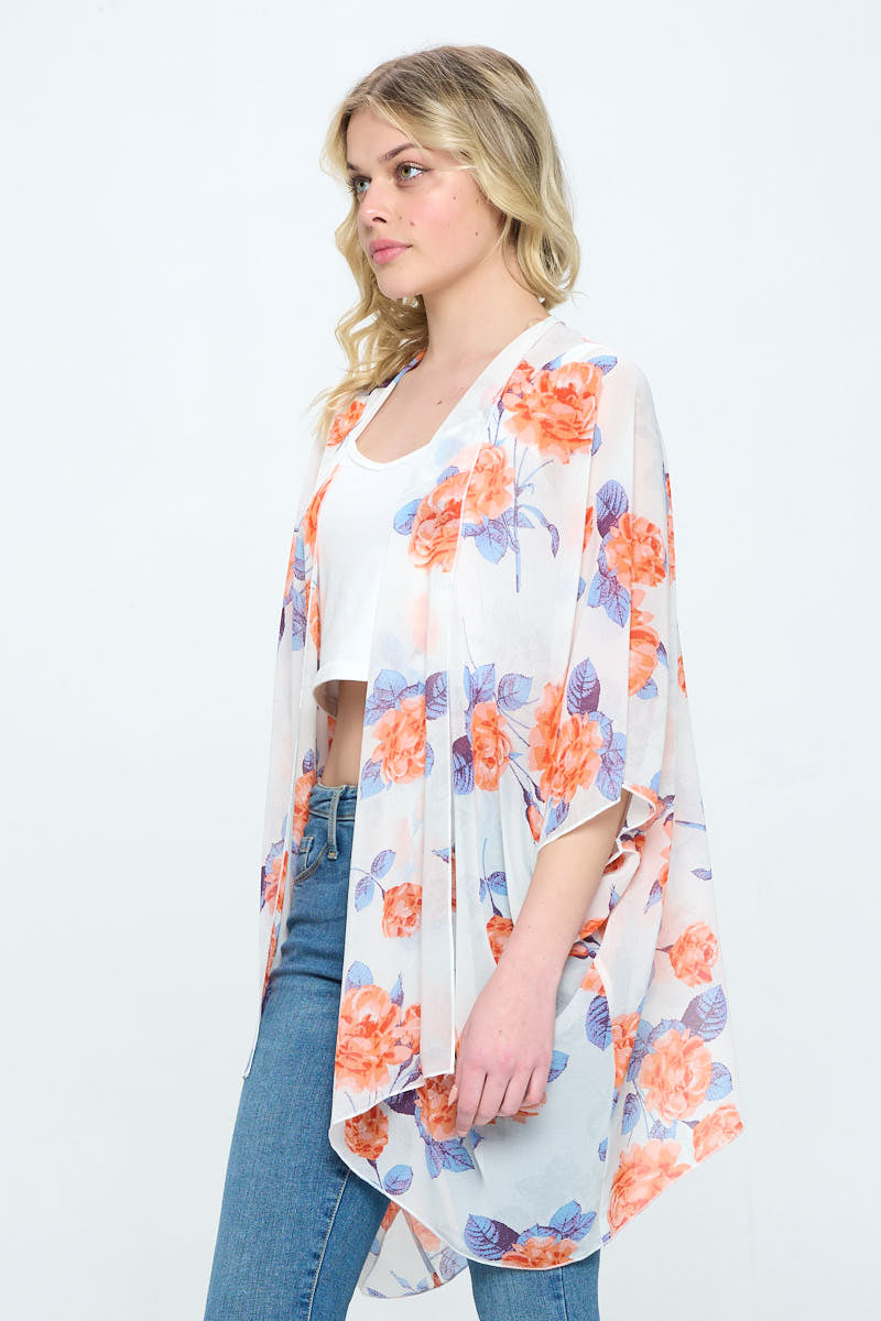 Floral Kimono Cardigan with Open Front | Apparel | Kitchen + Metal