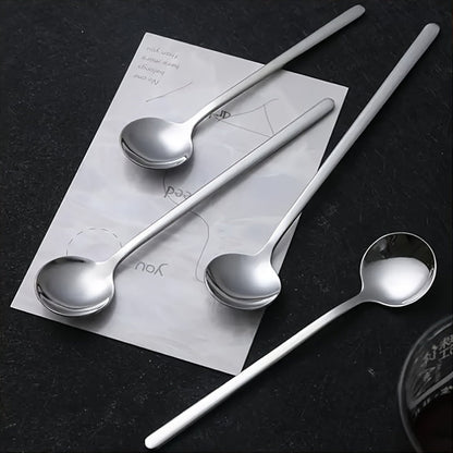 Elegant Set of 4 LongHandled Silver Coffee Spoons