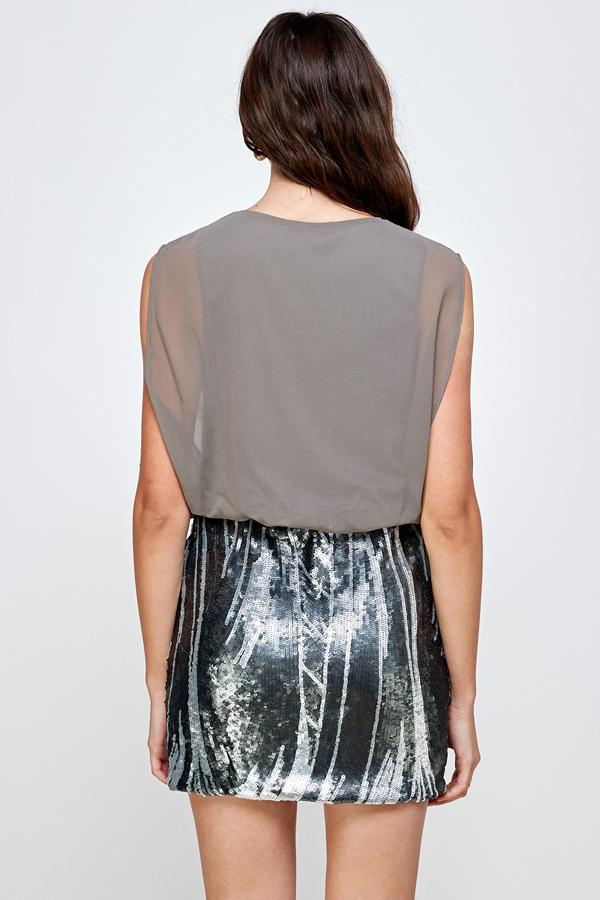 Sequin Skirt with Sleeveless Blouson Dress – Glamorous Party Look | Apparel | Kitchen + Metal