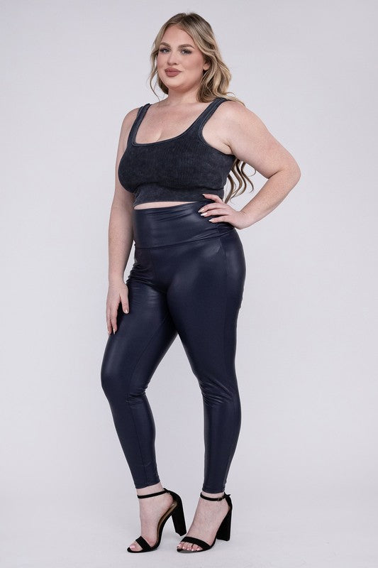 ZENANA Plus High Rise Faux Leather Leggings