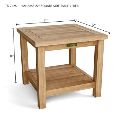 Bahama 22" Square Side Table 2-Tier