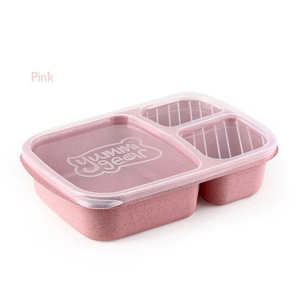 1 Pcs 3 Compartment Wheat Straw Picnic