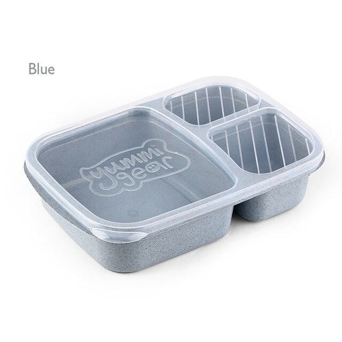 1 Pcs 3 Compartment Wheat Straw Picnic