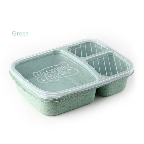 1 Pcs 3 Compartment Wheat Straw Picnic