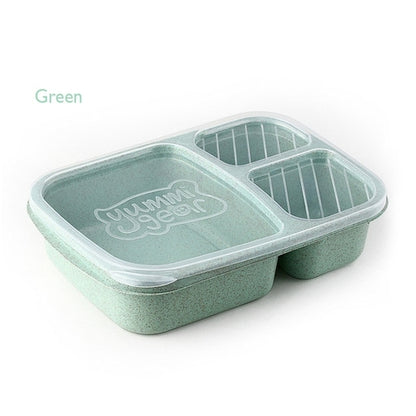 1 Pcs 3 Compartment Wheat Straw Picnic