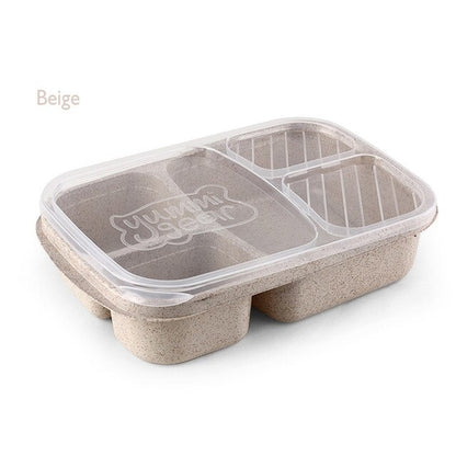 1 Pcs 3 Compartment Wheat Straw Picnic