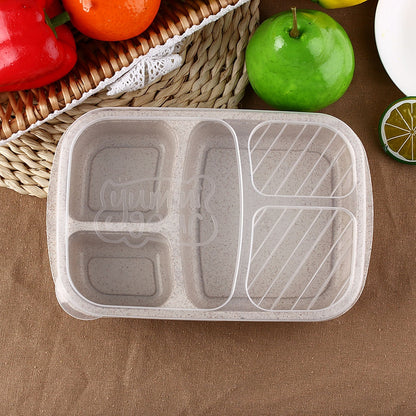 1 Pcs 3 Compartment Wheat Straw Picnic
