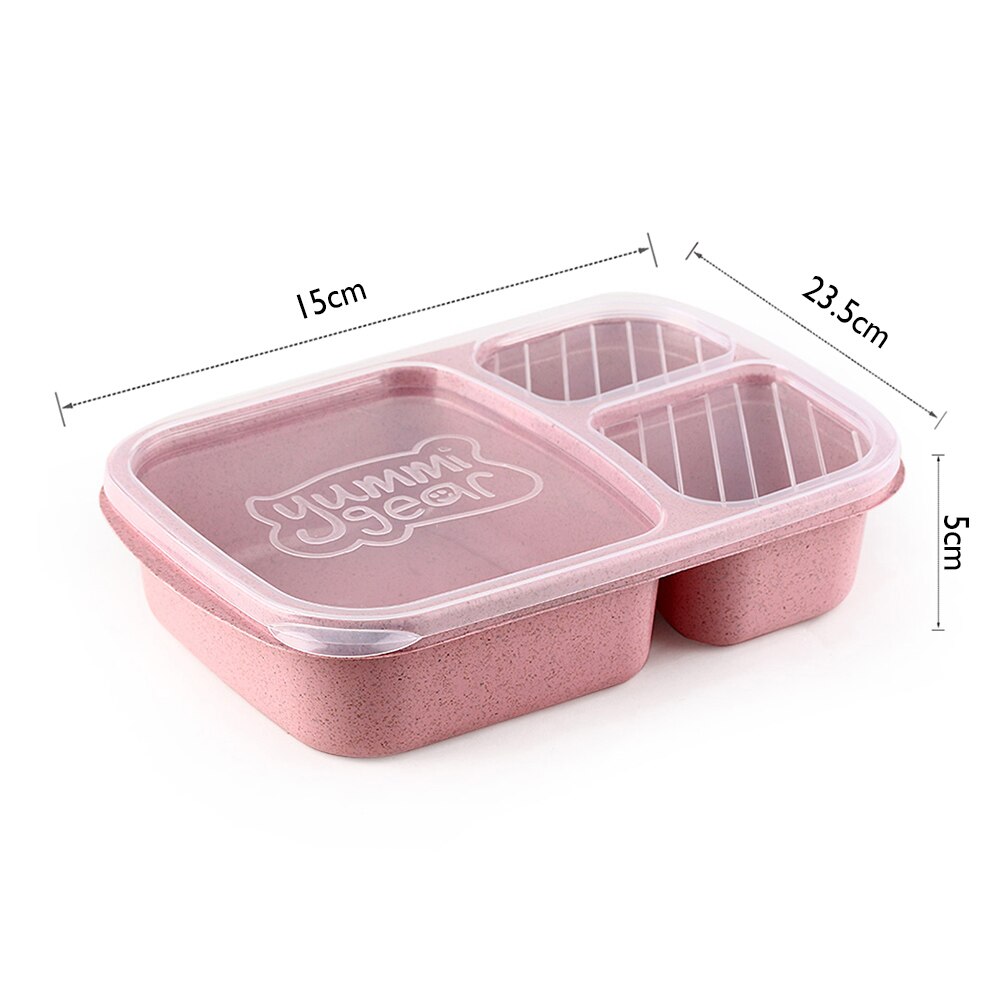 1 Pcs 3 Compartment Wheat Straw Picnic