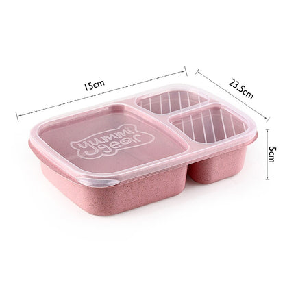 1 Pcs 3 Compartment Wheat Straw Picnic