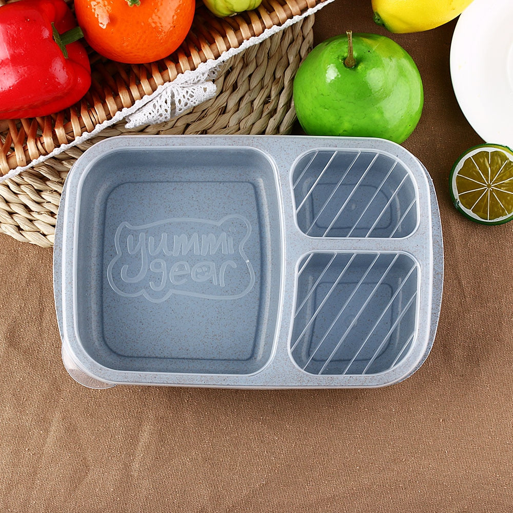 1 Pcs 3 Compartment Wheat Straw Picnic