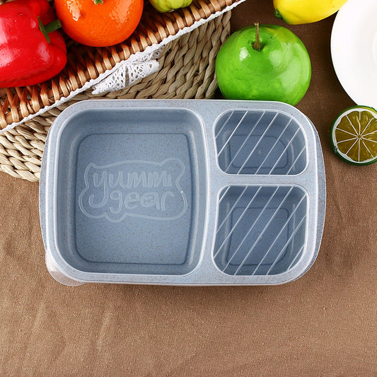 1 Pcs 3 Compartment Wheat Straw Picnic