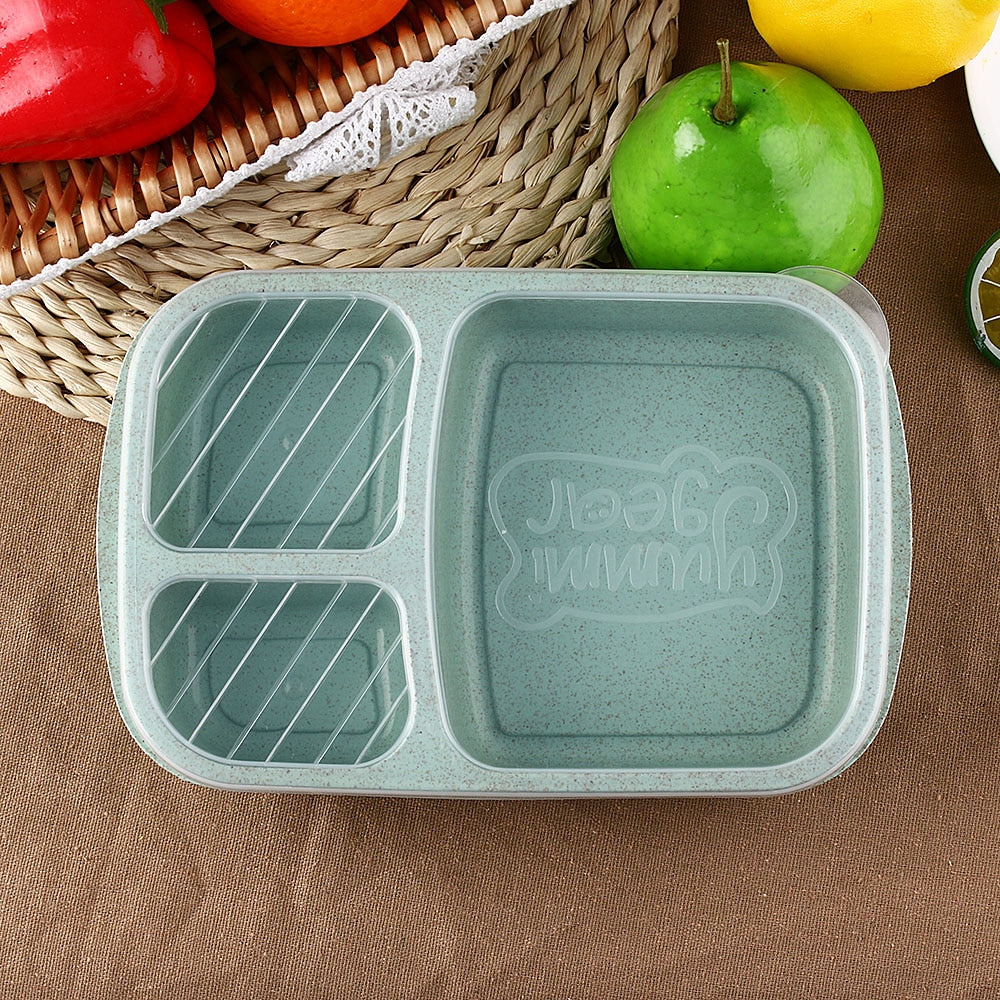 1 Pcs 3 Compartment Wheat Straw Picnic