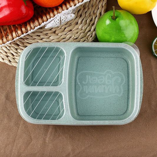 1 Pcs 3 Compartment Wheat Straw Picnic
