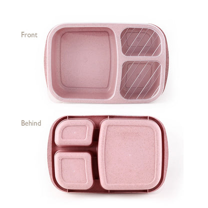 1 Pcs 3 Compartment Wheat Straw Picnic