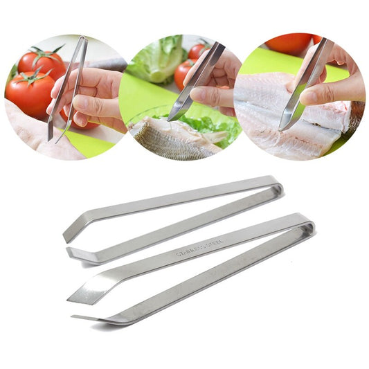 1 Pcs Useful Fish Bone Stainless Steel Tweezers