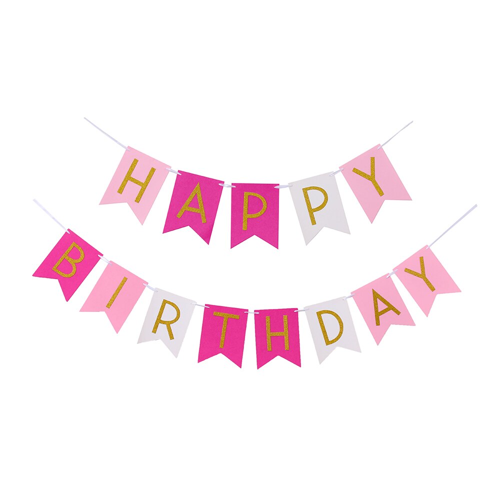 1 Set Wooden Glitter Happy Birthday Bunting Banner