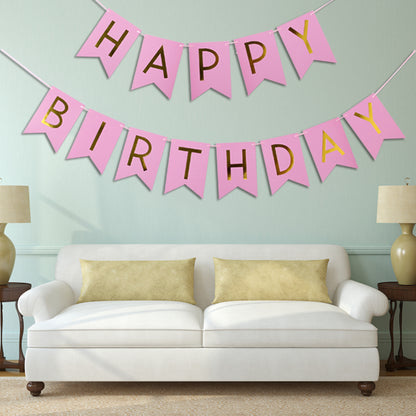 1 Set Wooden Glitter Happy Birthday Bunting Banner