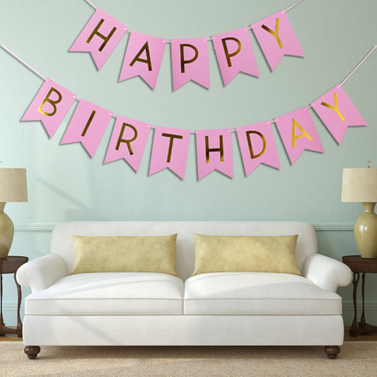 1 Set Wooden Glitter Happy Birthday Bunting Banner