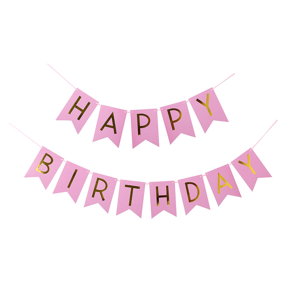 1 Set Wooden Glitter Happy Birthday Bunting Banner