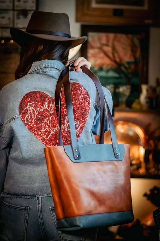 The Naomi Leather Tote Bag - Ocean Tide