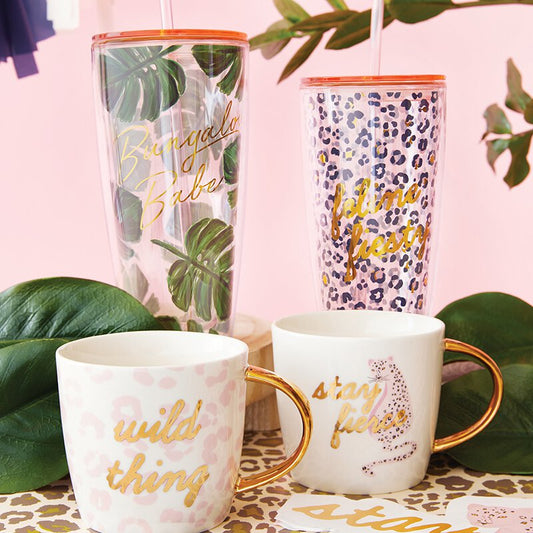 Wild Thing Cheetah Print Coffee Mug with Gold Lettering | 14 oz |