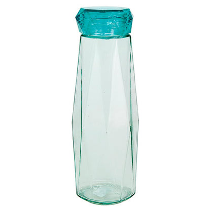 Glass Gem Water Bottle in Aqua Blue | 16 oz | Faceted Glass Diamond